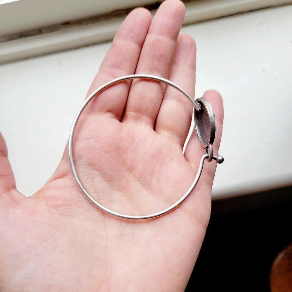 Vintage Dainty Turquoise Boho Bohemian Wire Bangle Bracelet